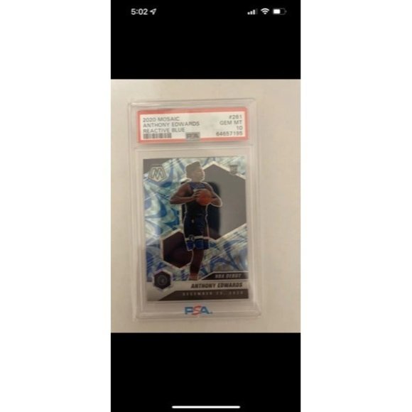 ANTHONY EDWARDS 2020-21 PANINI MOSAIC #261 ROOKIE RC REACTIVE BLUE PSA 10 LOWPOP